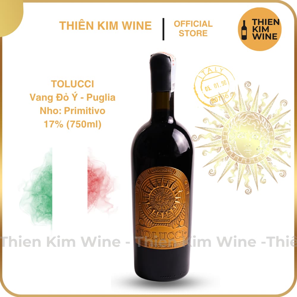 [Chính Hãng] - Rượu Vang Đỏ Ý cao cấp TOLUCCI Primitivo Wine Puglia - 750 ml (17%)