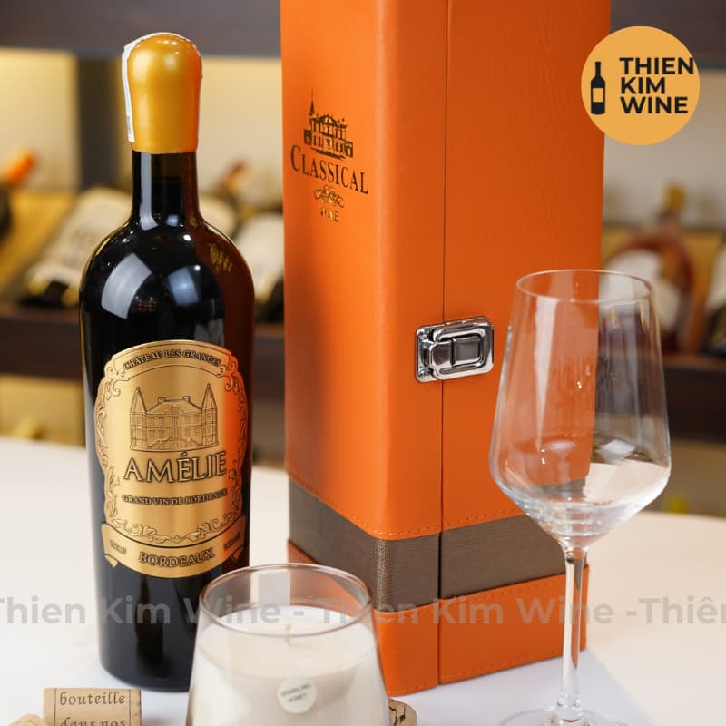 [Chính hãng] - Hộp Quà Tặng VIP 1 Chai Rượu Vang - Hộp Da Cam Vip Kèm Khui Có Quai Xách