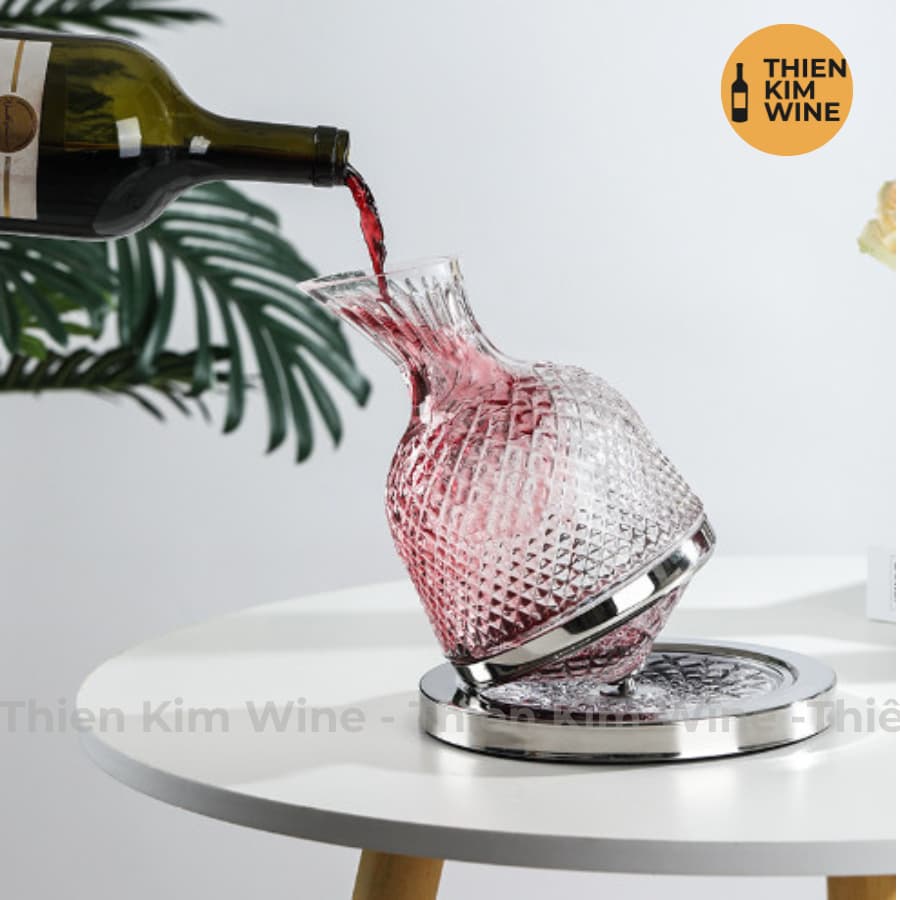 Decanter Bình rót rượu vang Xoay 360 độ (Thủy tinh pha lê sang trọng) - 1200ml