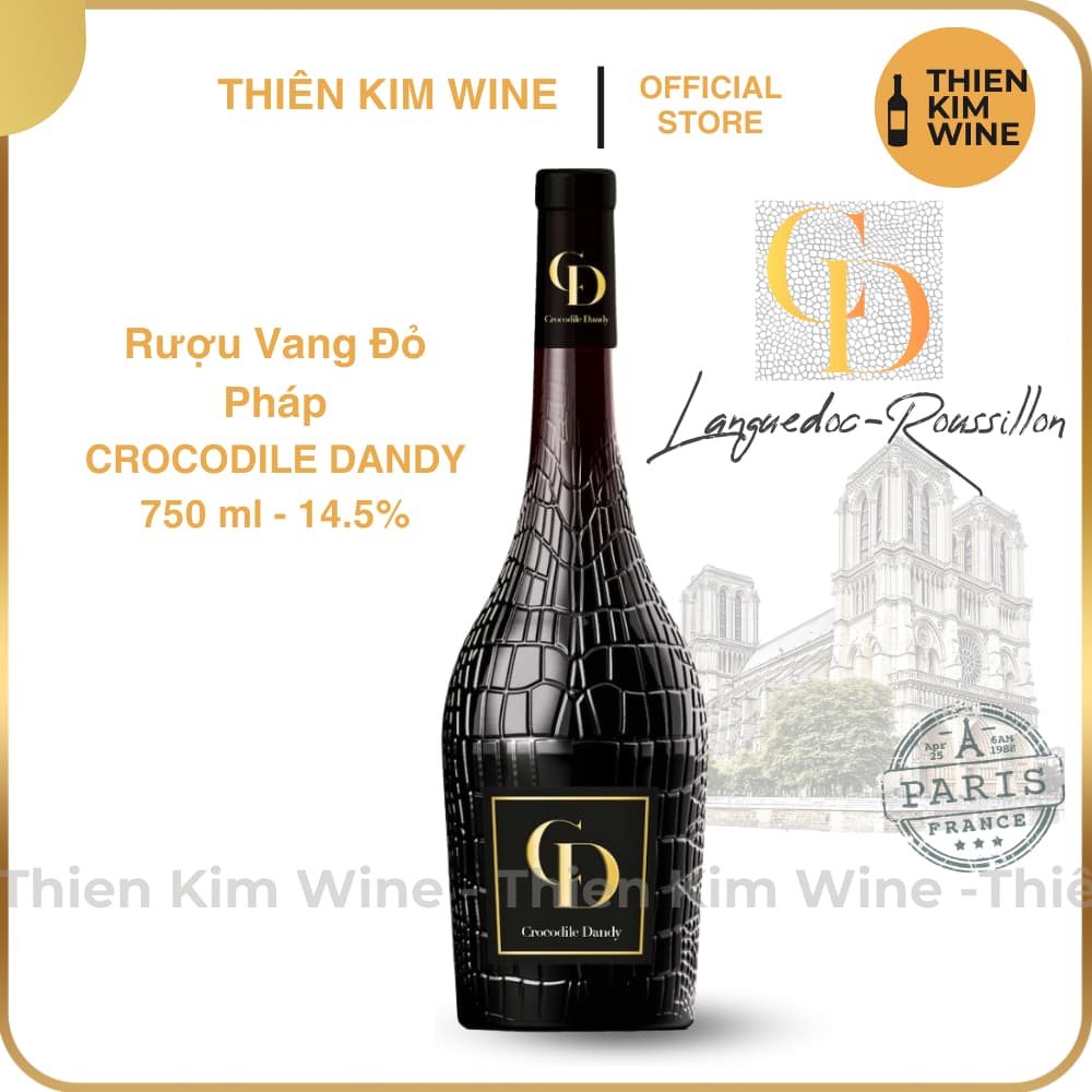 [Chính Hãng] - Rượu Vang Đỏ Pháp Crocodile Dandy "Vang Cá Sấu" AOP Languedoc Roussillon - 750ml (14.5%)